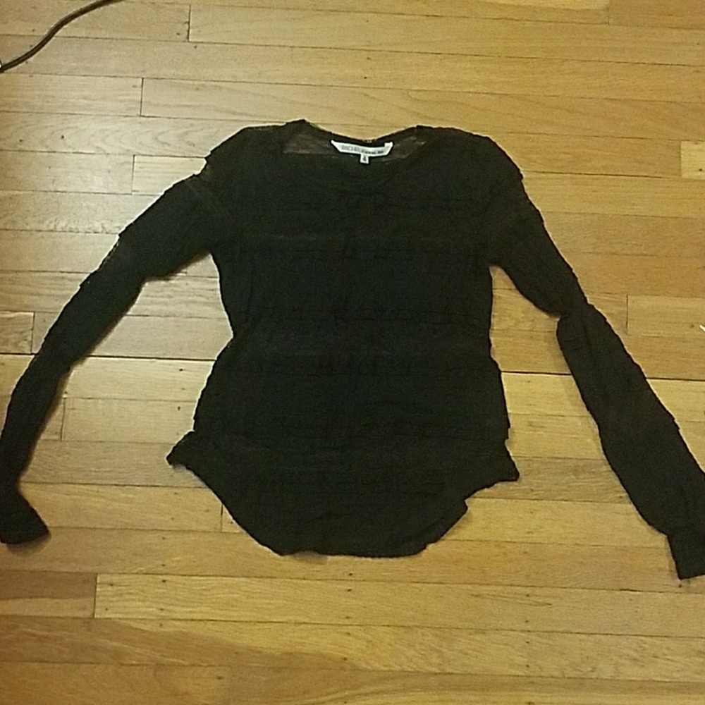 Lace see thru long sleeve top